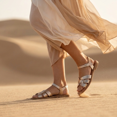 Дамски ежедневни сандали от естествена кожа в злато 5571 Oh My Sandals