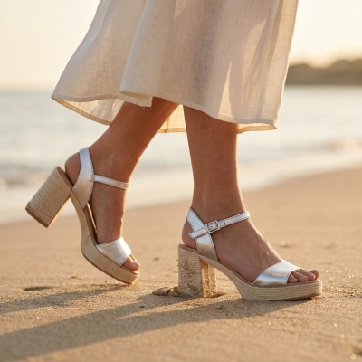 Дамски ежедневни сандали от естествена кожа в сребро 5732 Oh My Sandals