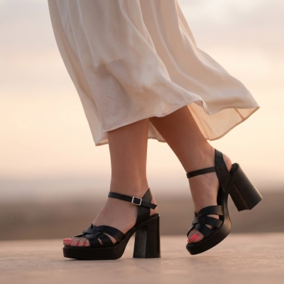 Дамски ежедневни сандали от естествена кожа черни 5640 Oh My Sandals