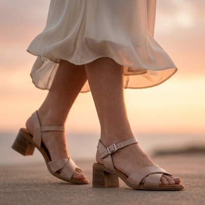 Дамски ежедневни сандали от естествена кожа пудра 5908 Oh My Sandals