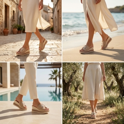 Дамски ежедневни чехли от естествен велур бежови 5980 Oh My Sandals