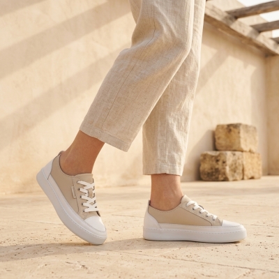 Дамски спортни обувки от естествена кожа бежови 1021