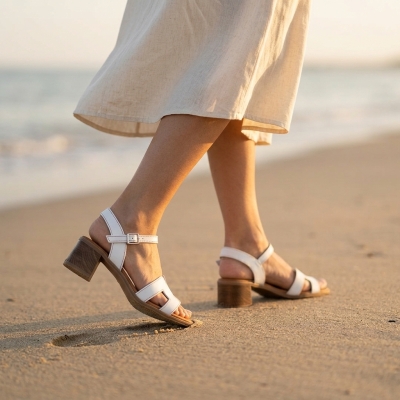 Дамски ежедневни сандали от естествена кожа в бяло 5901 Oh My Sandals