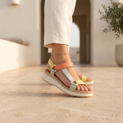 Дамски ежедневни сандали от естествена кожа корал 5940 Oh My Sandals