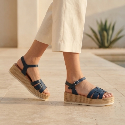 Дамски ежедневни сандали от естествена кожа в синьо 5209 Oh my sandals