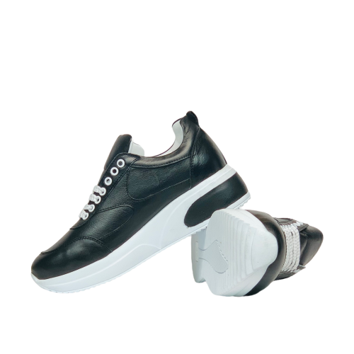 Дамски спортни обувки от естествена кожа черни 8004