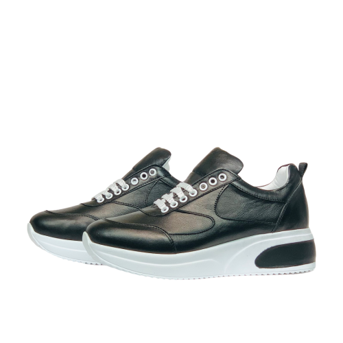 Дамски спортни обувки от естествена кожа черни 8004