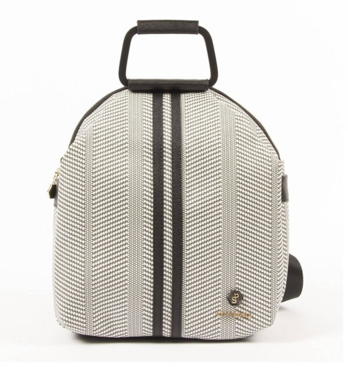 Дамска раница в черно и бяло 771 M132 HASIR Silver&Polo