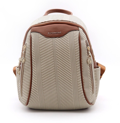 Дамска раница в бежово и кафяво 906 M132 Hasir Silver&Polo