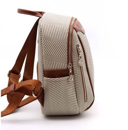 Дамска раница в бежово и кафяво 906 M132 Hasir Silver&Polo