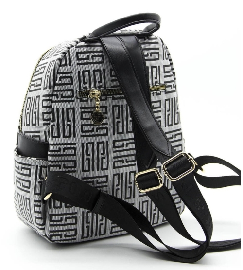 Дамска раница в бяло и черно 906 M11 PP Labirent Silver&Polo