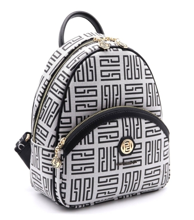 Дамска раница в бяло и черно 945 M11 PP Labirent Silver&Polo