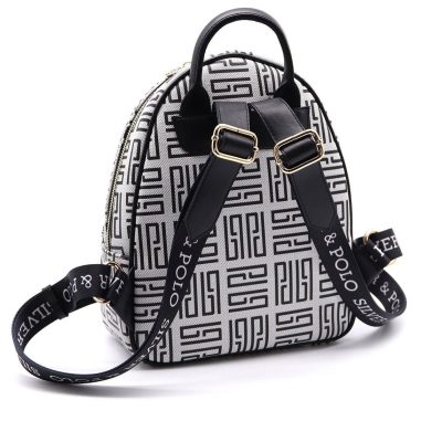 Дамска раница в бяло и черно 945 M11 PP Labirent Silver&Polo