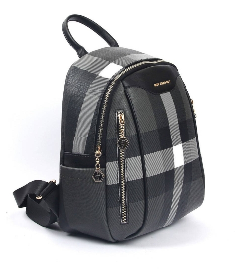 Дамска раница в черно и сиво 906 M129 Kareli Ekose Silver&Polo