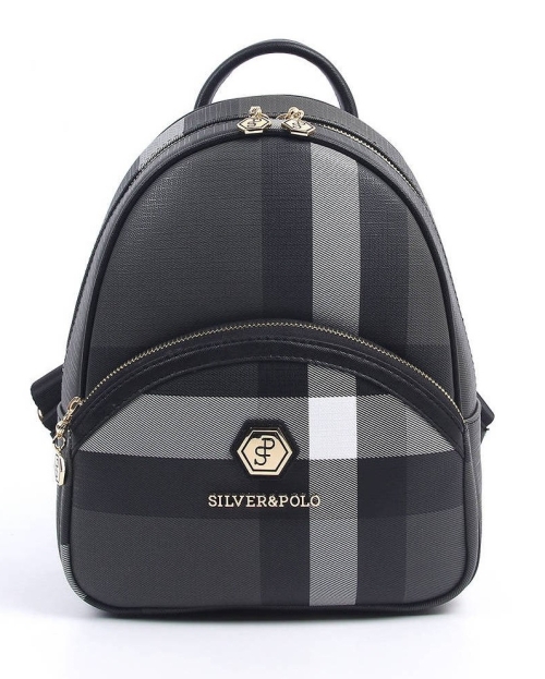 Дамска раница в черно и сиво 945 M129 KARELI EKOSE Silver&Polo