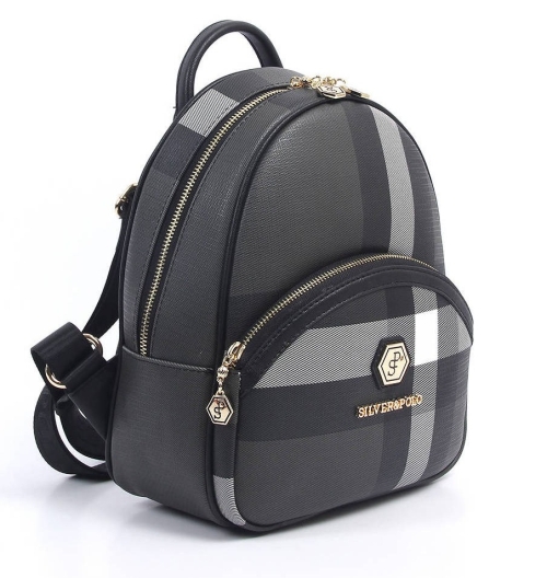Дамска раница в черно и сиво 945 M129 KARELI EKOSE Silver&Polo